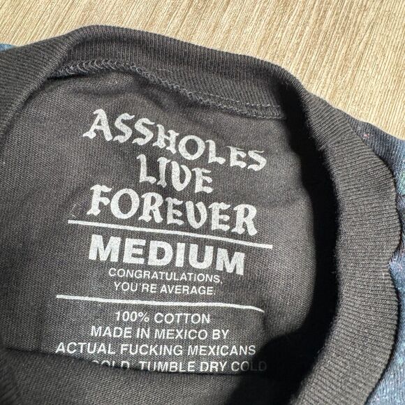 ASSHOLES*S LIVE FOREVER Long Sleeve Shirt Space Constellation Script Adult M - Picture 3 of 6